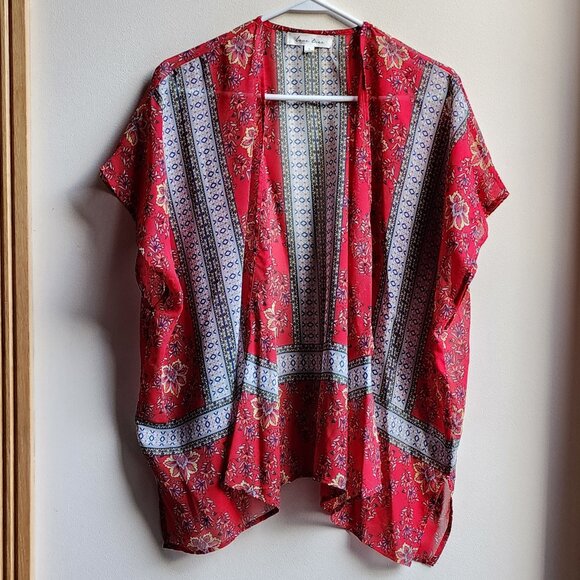 Love Tree Sheer Red Bohemian Style Open Blouse Size Small - Picture 7 of 15